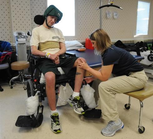 Staff Sgt. Cory Remsburg undergoing therapy for a brain injury he received
from an IED blast in Afghanistan in 2009.