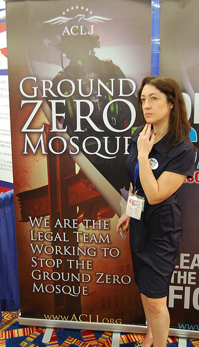 Angela Keaton contemplating the jihad threat at the 2012 CPAC (credit: Jim Bovard)