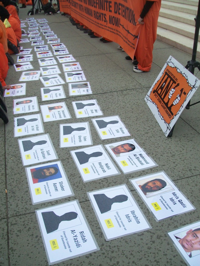 Detainee IDs displayed at a protest outside the Supreme Court, February 2013. Credit: K Vlahos
